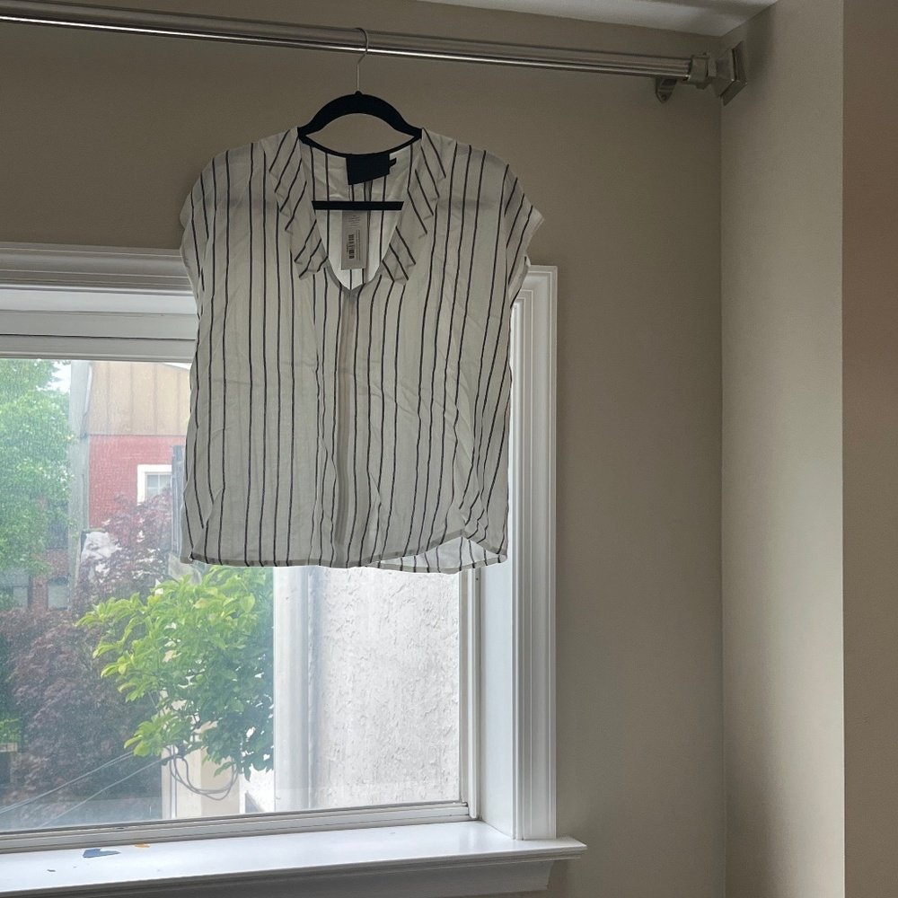 No. 6 Carter Lapel Top White & Black Stripe